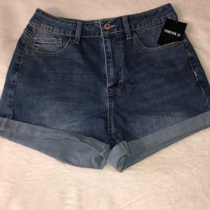 FOREVER21 dark denim shorts high rise jean shorts